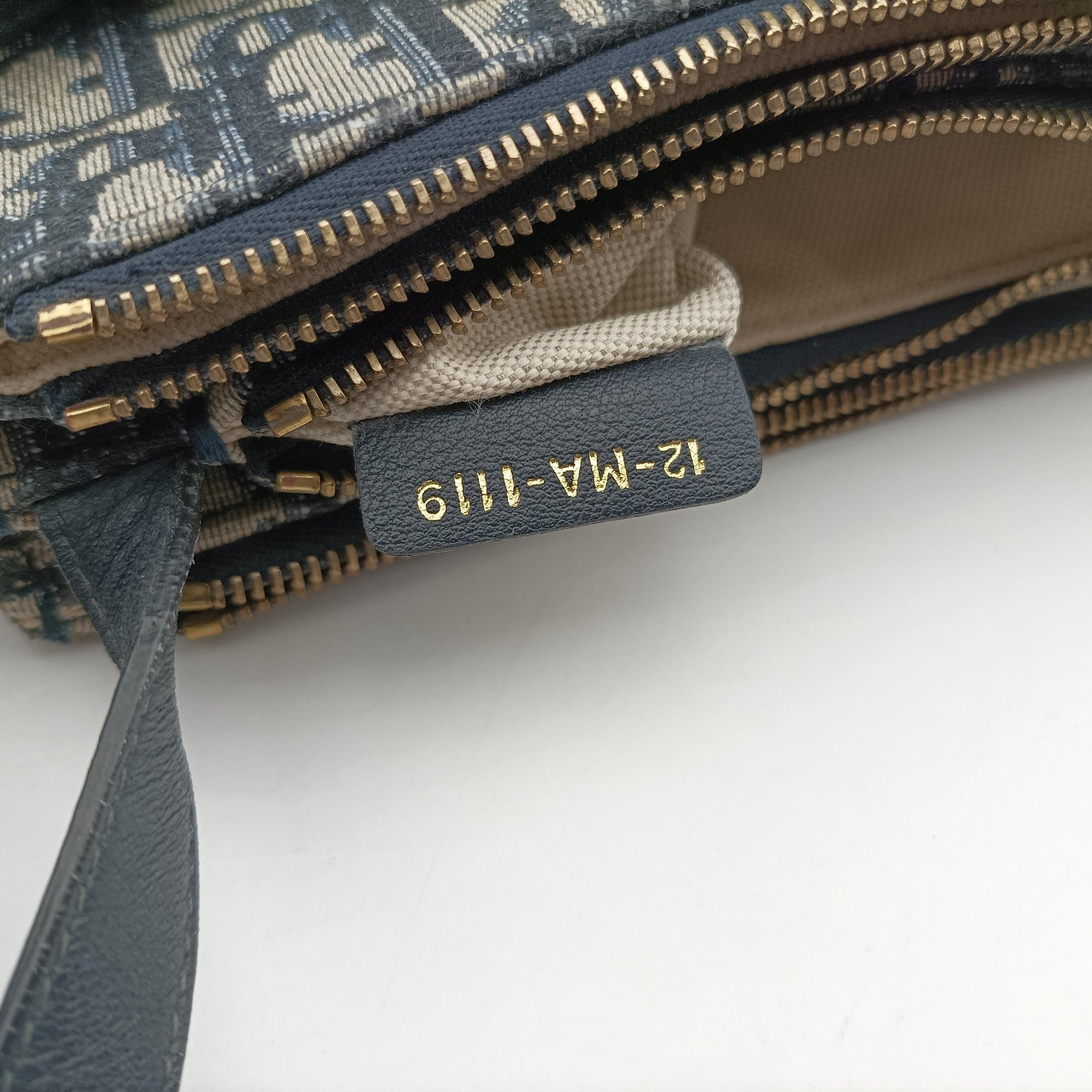 Pre-owned Christian Dior Saddle Navy×Gray Jacquard  shoulderbag | stylenewstar