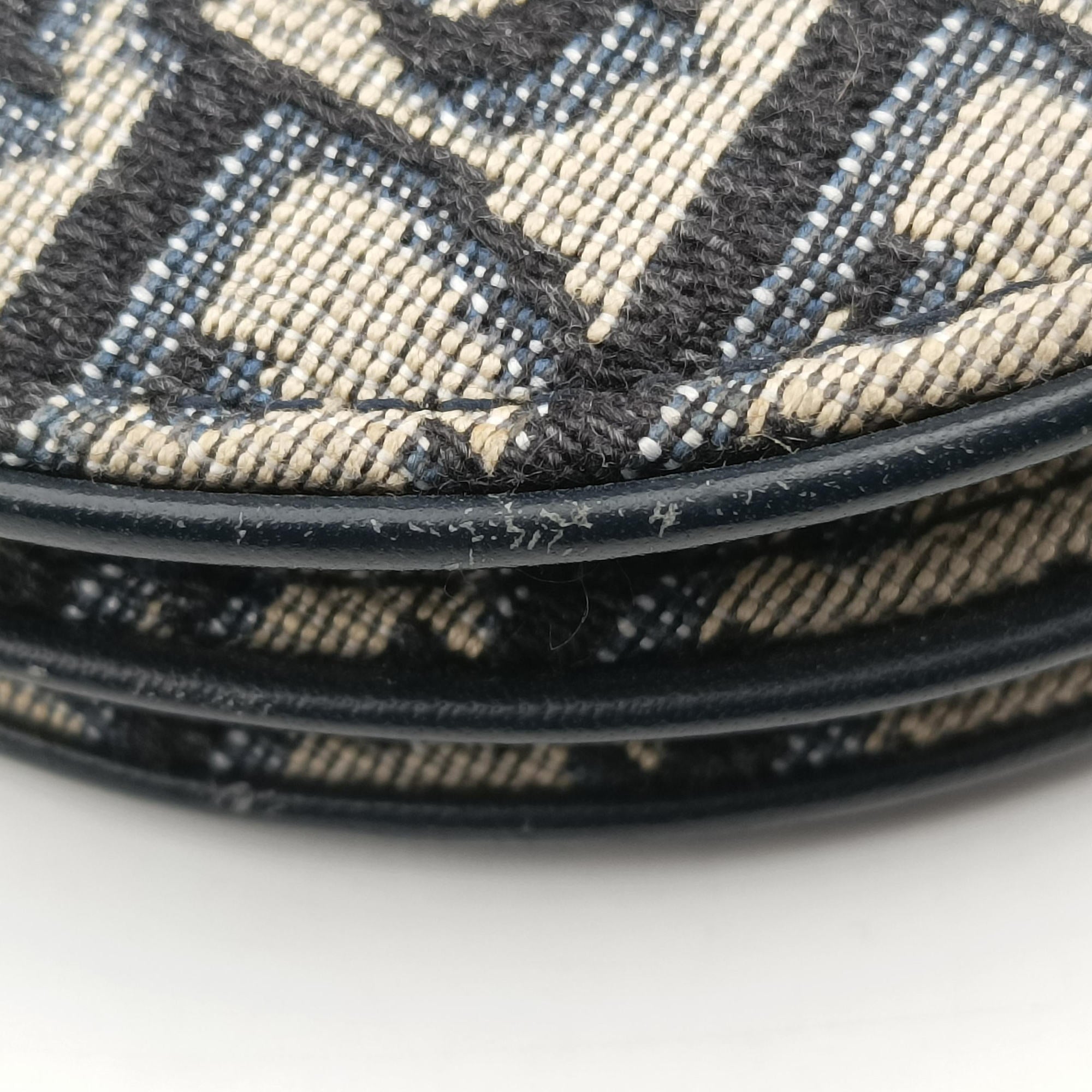 Pre-owned Christian Dior Saddle Navy×Gray Jacquard  shoulderbag | stylenewstar
