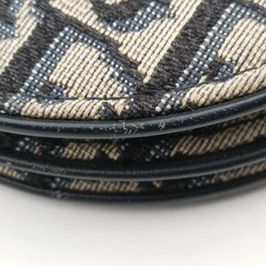 Pre-owned Christian Dior Saddle Navy×Gray Jacquard  shoulderbag | stylenewstar