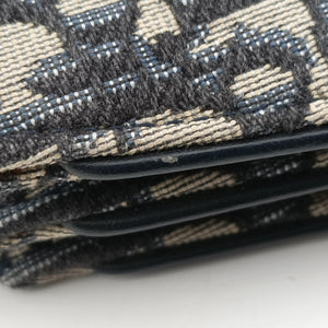 Pre-owned Christian Dior Saddle Navy×Gray Jacquard  shoulderbag | stylenewstar