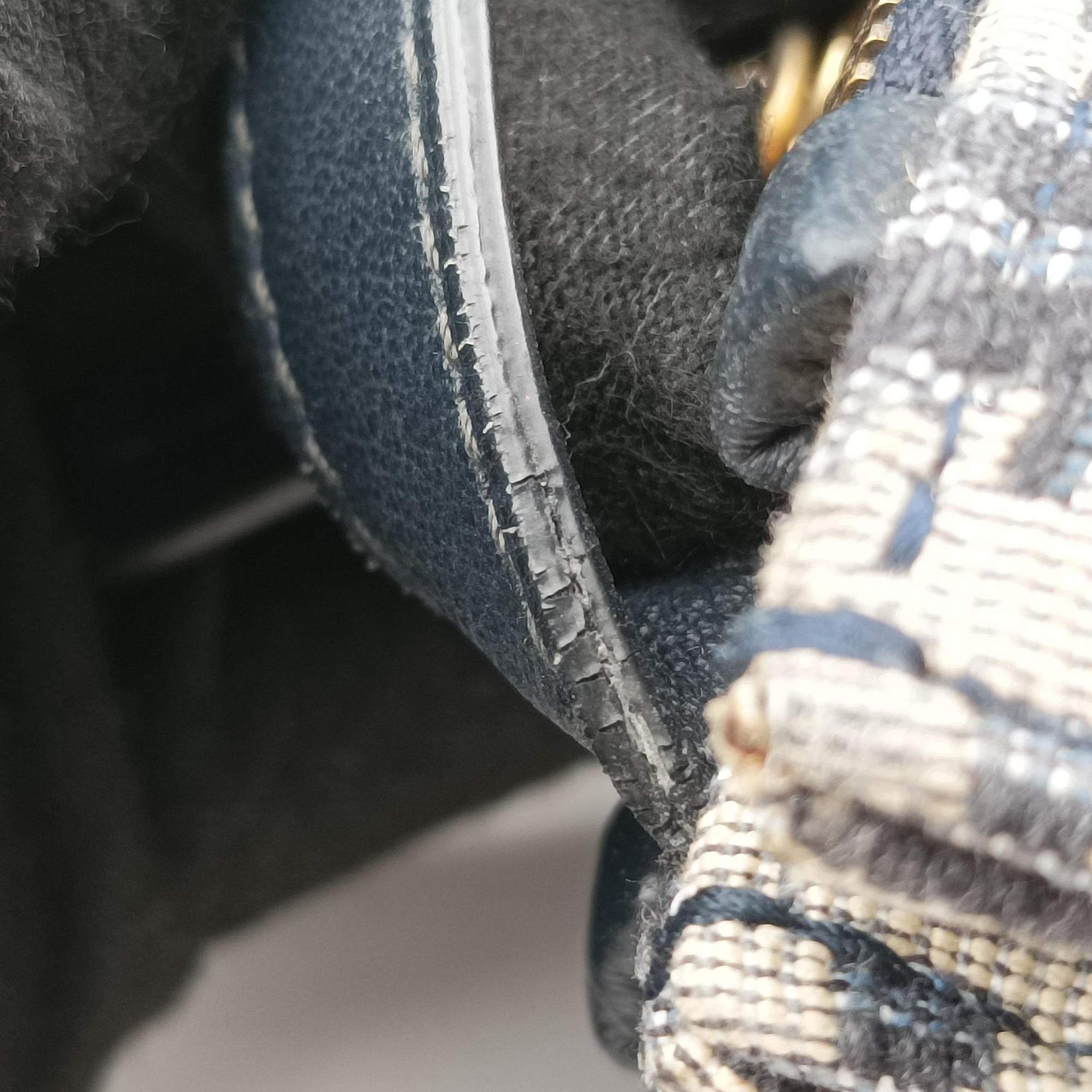 Pre-owned Christian Dior Saddle Navy×Gray Jacquard  shoulderbag | stylenewstar
