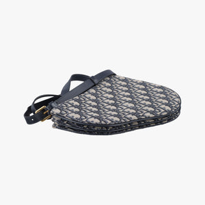 Pre-owned Christian Dior Saddle Navy×Gray Jacquard  shoulderbag | stylenewstar
