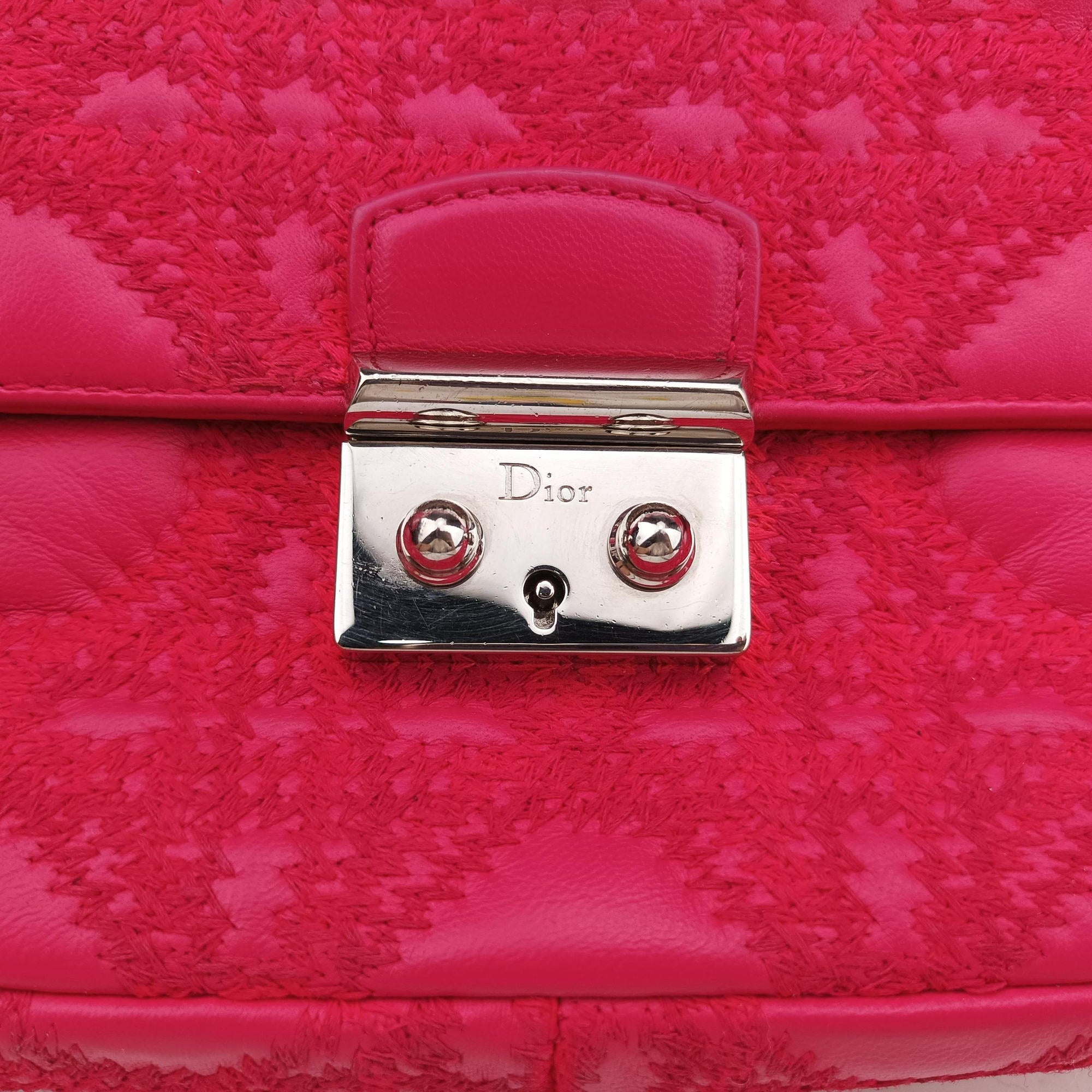 Vintage Christian Dior Miss Dior CANNAGE New Lock Rose lambskin  shoulderbag | stylenewstar