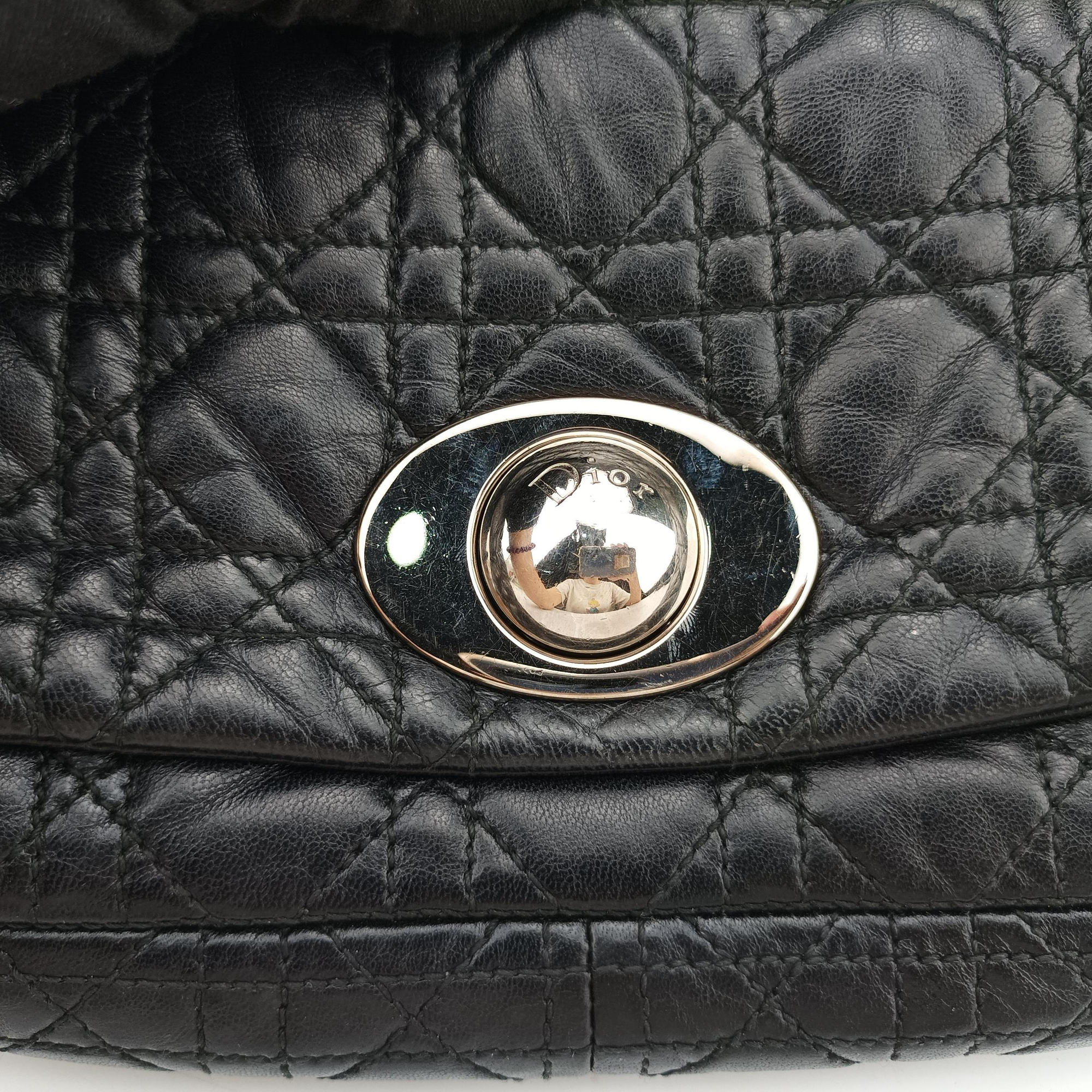 Pre-owned Christian Dior Rendezvous Black Lambskin  shoulderbag | stylenewstar