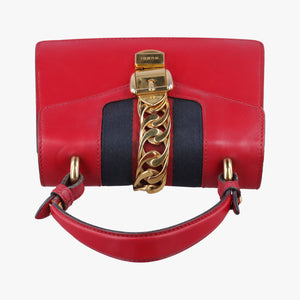 Pre-owned Gucci Sylvie Red×navy Leather 470270 shoulderbag | stylenewstar