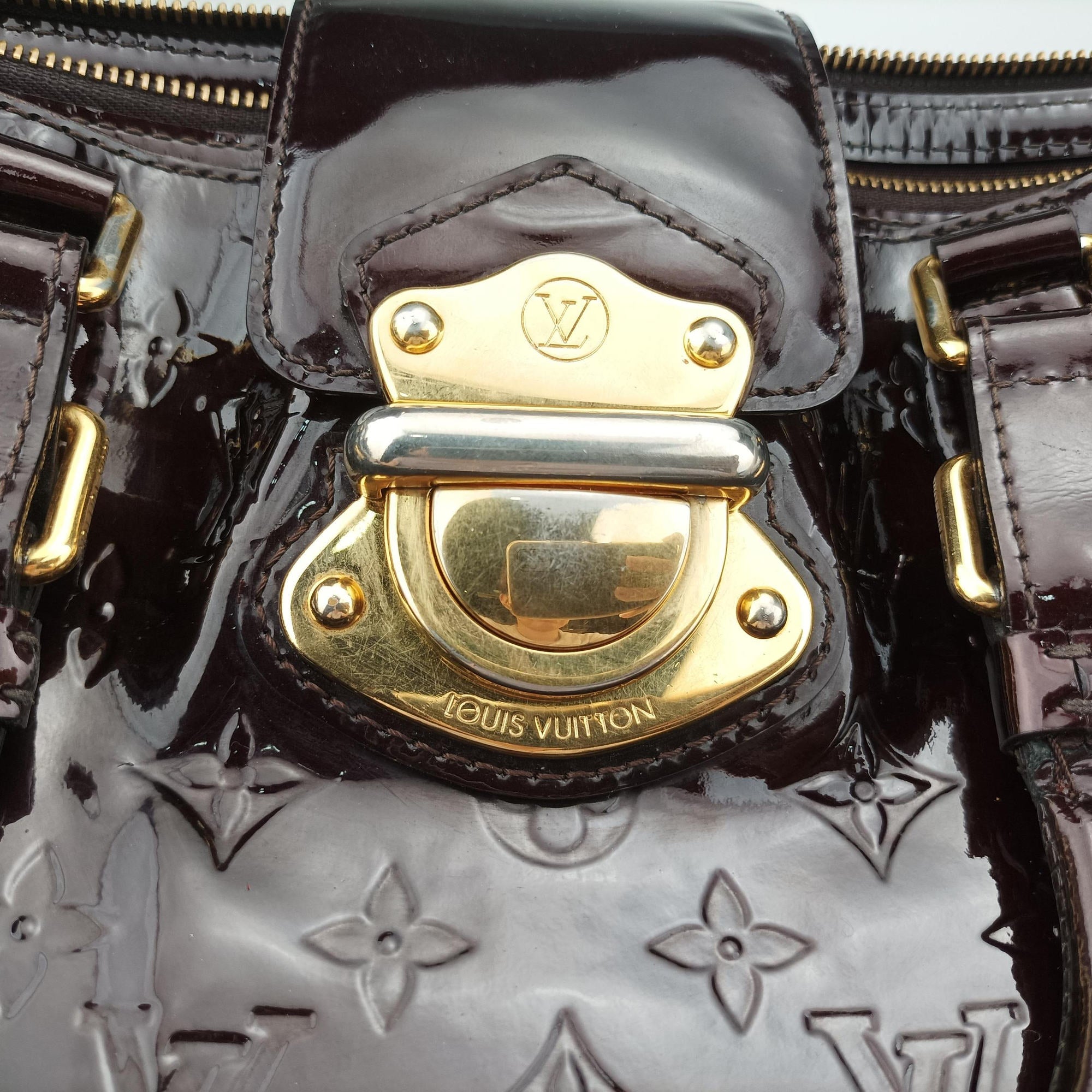 Pre-owned Louis Vuitton Melrose Avenue AMARANTE Vernis M93757 handbag | stylenewstar