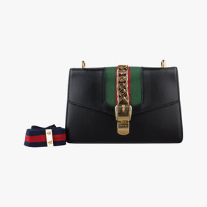 Pre-owned Gucci Sylvie Black Leather 421882 shoulderbag | stylenewstar
