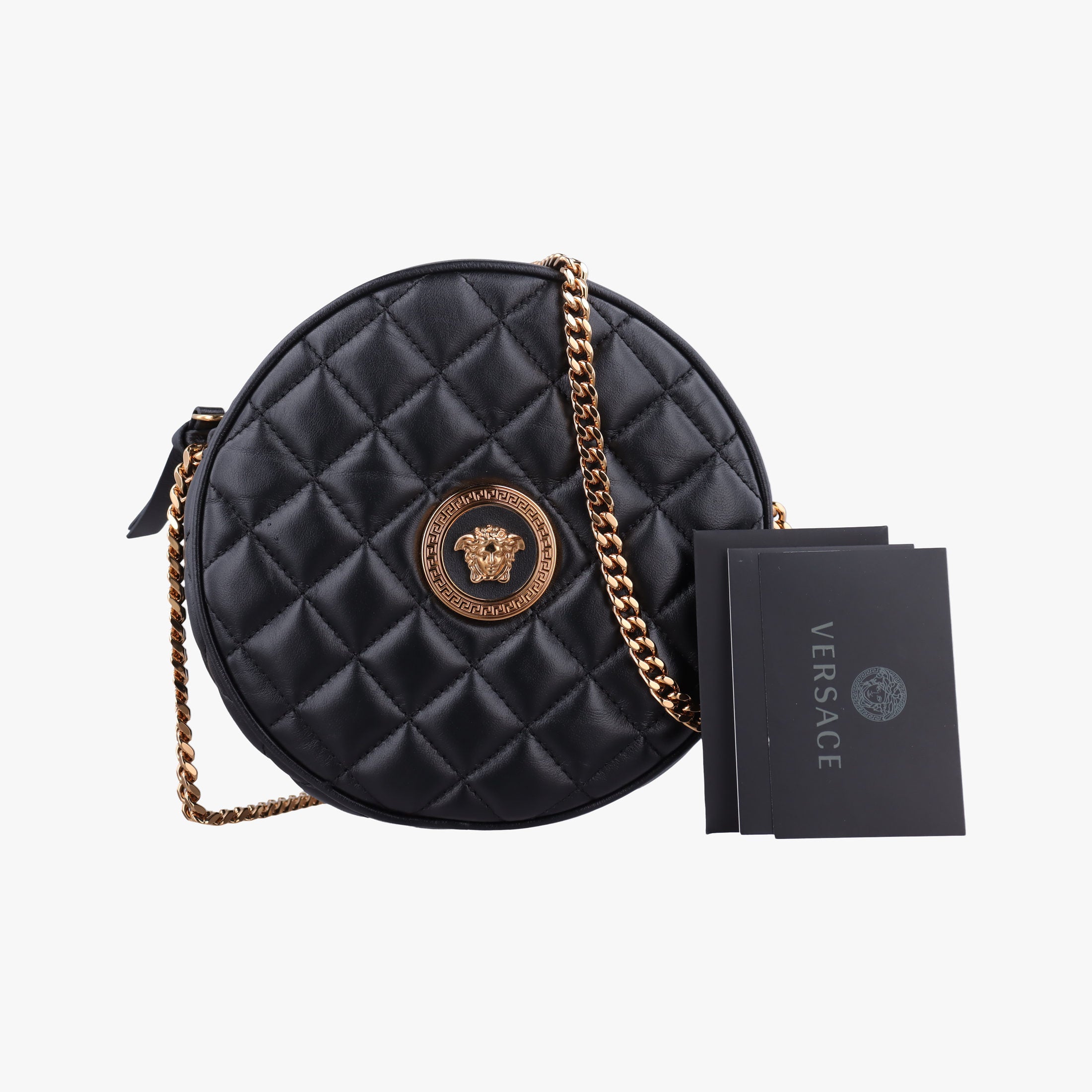 Pre-owned VERSACE Medusa Black Leather  shoulderbag | stylenewstar