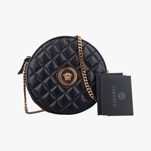 Pre-owned VERSACE Medusa Black Leather  shoulderbag | stylenewstar