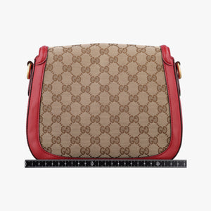 Pre-owned Gucci Lady Web khaki×red canvas×leather 383848 shoulderbag | stylenewstar