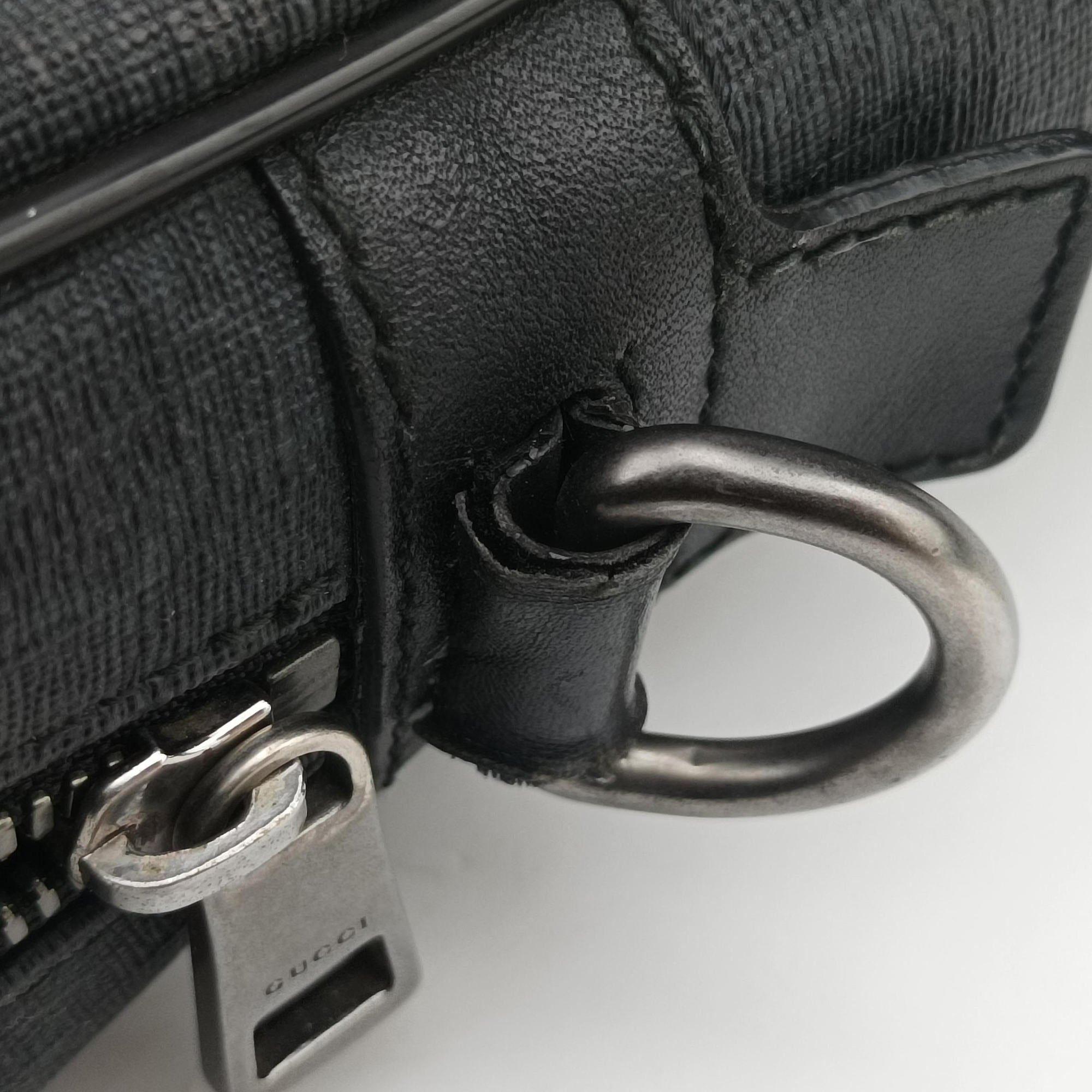 Pre-owned Gucci GG Plus GG Supreme Black PVC coated canvas x Leather 337081 handbag | stylenewstar