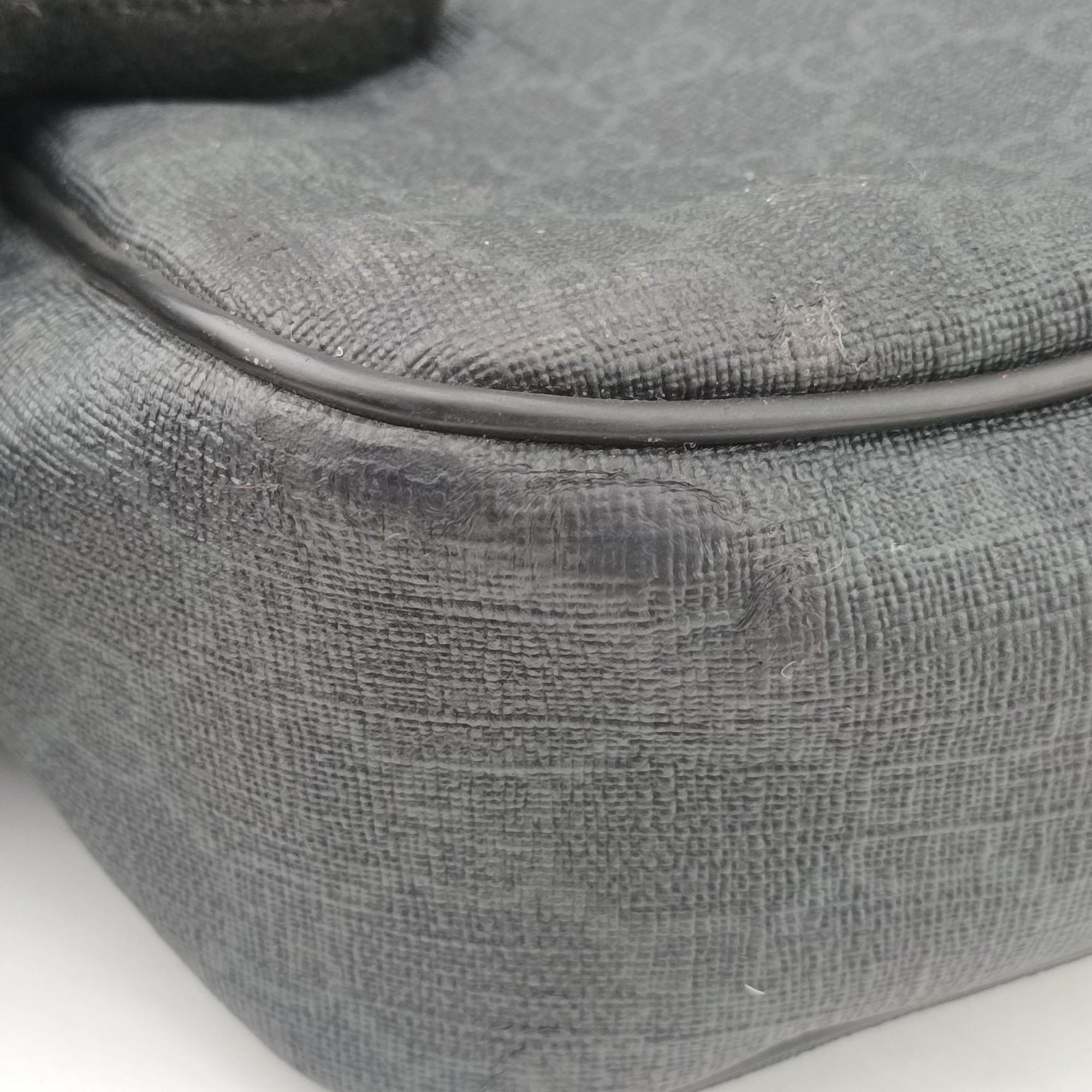 Pre-owned Gucci GG Plus GG Supreme Black PVC coated canvas x Leather 337081 handbag | stylenewstar