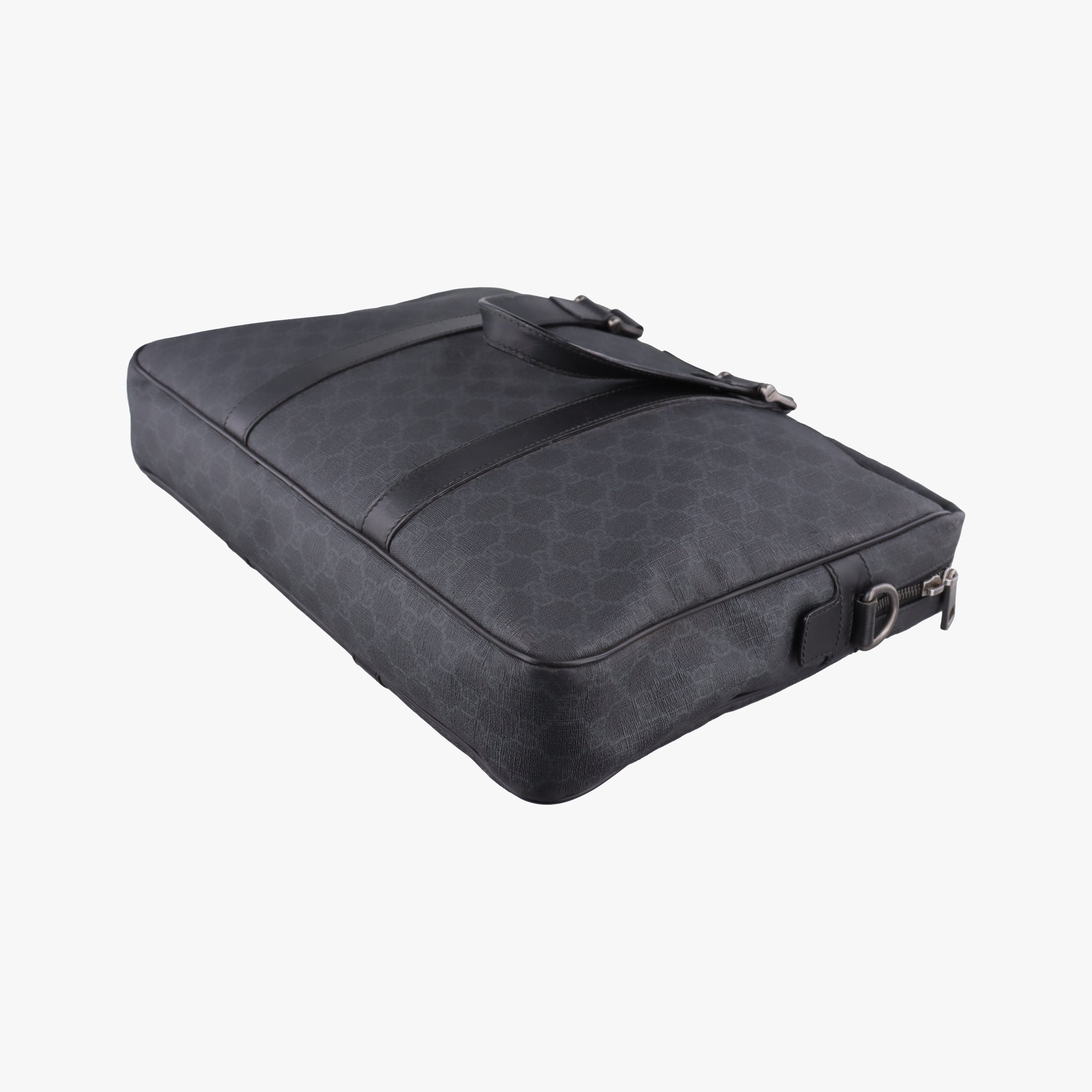 Pre-owned Gucci GG Plus GG Supreme Black PVC coated canvas x Leather 337081 handbag | stylenewstar