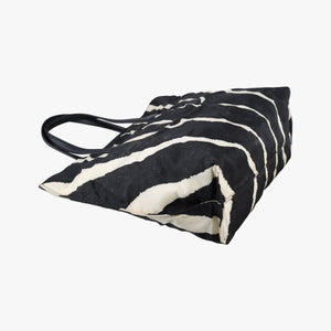 Pre-owned Fendi Zebra Print tote White× Black Nylon x Leather 8BH260 handbag | stylenewstar