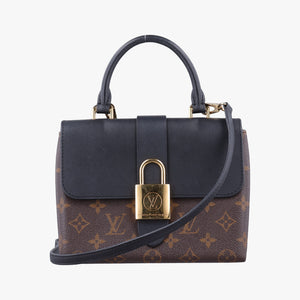 Pre-owned Louis Vuitton Rocky BB Brown×black Monogram canvas×calf leather M44797 shoulderbag | stylenewstar