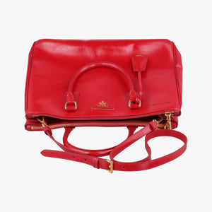 Pre-owned Prada Galleria Red SAFFIANO Patent BN1801 shoulderbag | stylenewstar