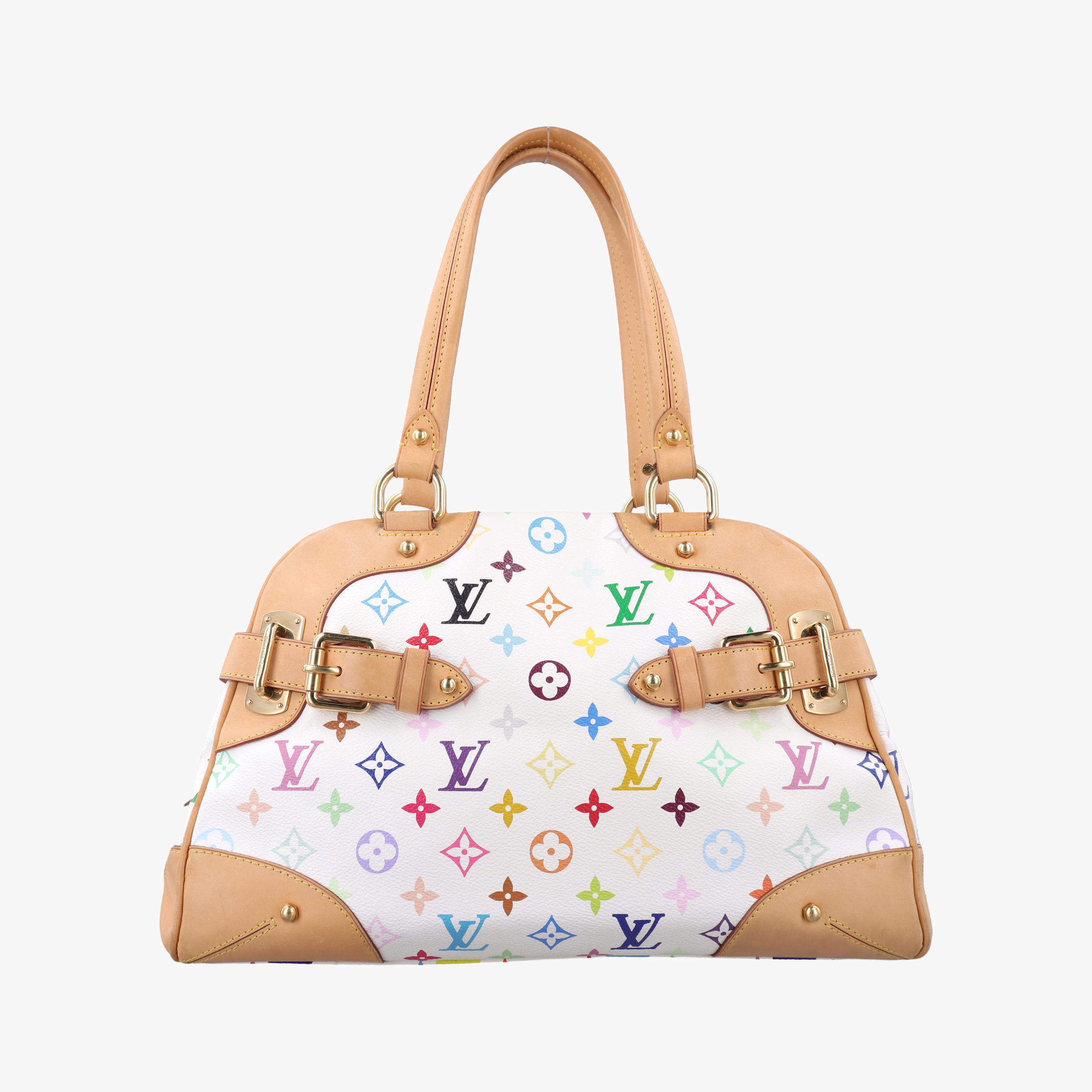 Pre-owned Louis Vuitton CLAUDIA white Monogram Multicolor M40193 handbag | stylenewstar