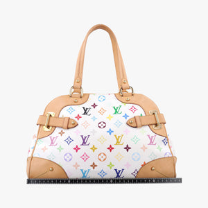 Pre-owned Louis Vuitton CLAUDIA white Monogram Multicolor M40193 handbag | stylenewstar