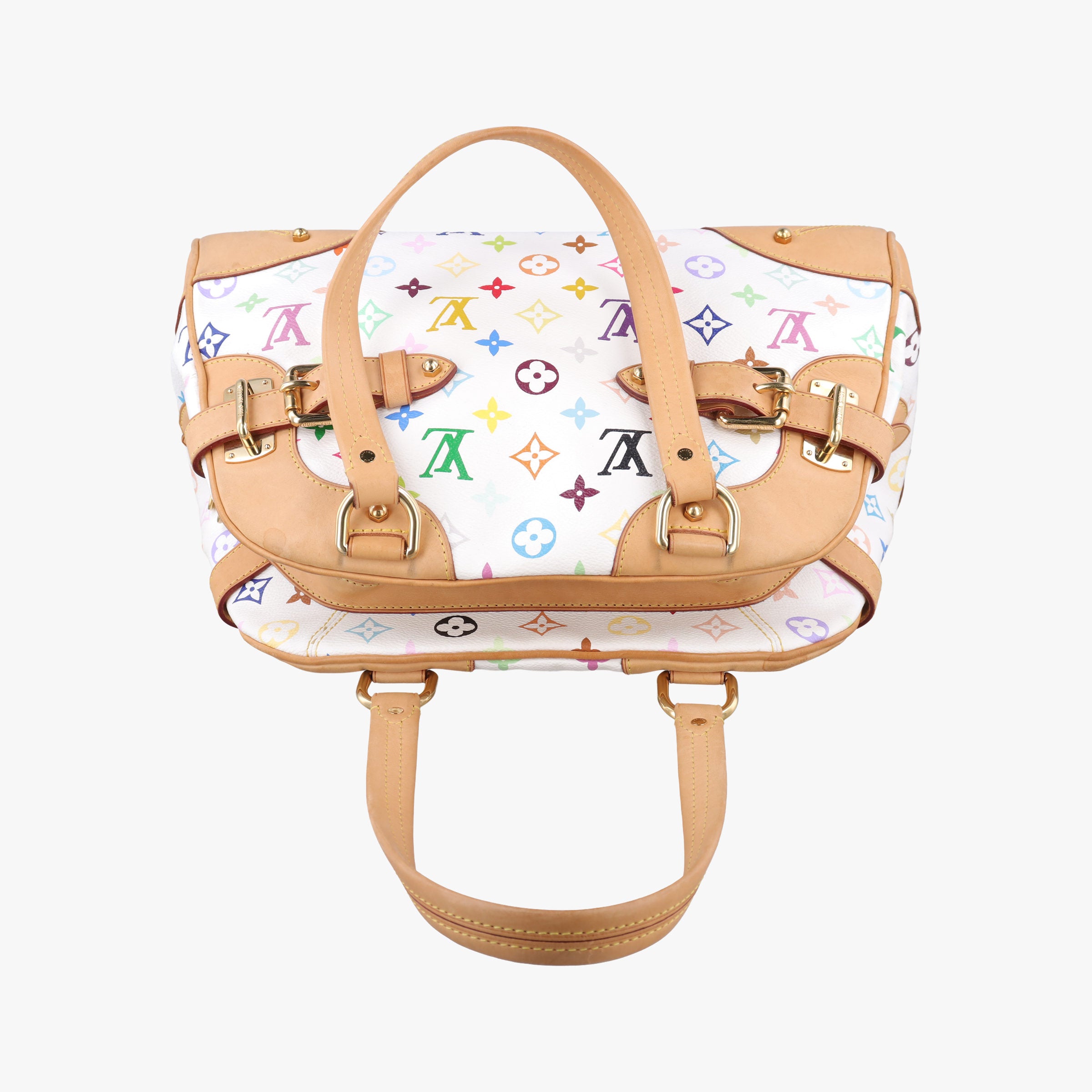 Pre-owned Louis Vuitton CLAUDIA white Monogram Multicolor M40193 handbag | stylenewstar