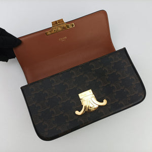 Pre-owned Celine Claude Triomphe Brown PVC coated canvas  shoulderbag | stylenewstar
