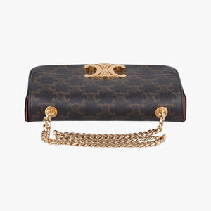 Pre-owned Celine Claude Triomphe Brown PVC coated canvas  shoulderbag | stylenewstar