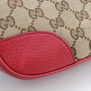 Pre-owned Gucci Bree Microguccissima khaki×red canvas×leather 449413 shoulderbag | stylenewstar