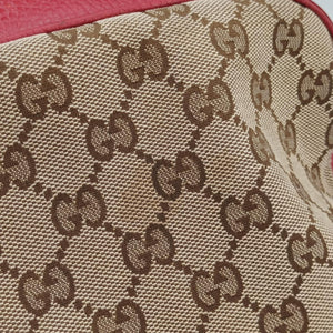 Pre-owned Gucci Bree Microguccissima khaki×red canvas×leather 449413 shoulderbag | stylenewstar