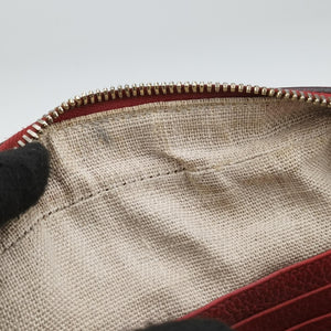 Pre-owned Gucci Bree Microguccissima khaki×red canvas×leather 449413 shoulderbag | stylenewstar