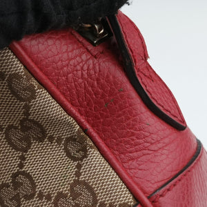Pre-owned Gucci Bree Microguccissima khaki×red canvas×leather 449413 shoulderbag | stylenewstar