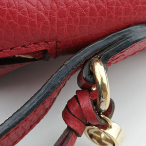 Pre-owned Gucci Bree Microguccissima khaki×red canvas×leather 449413 shoulderbag | stylenewstar