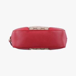 Pre-owned Gucci Bree Microguccissima khaki×red canvas×leather 449413 shoulderbag | stylenewstar
