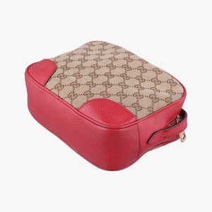 Pre-owned Gucci Bree Microguccissima khaki×red canvas×leather 449413 shoulderbag | stylenewstar