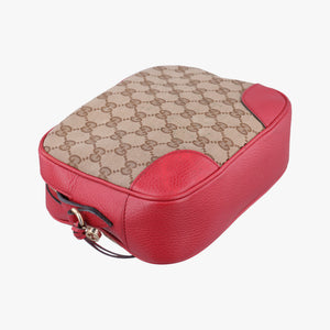 Pre-owned Gucci Bree Microguccissima khaki×red canvas×leather 449413 shoulderbag | stylenewstar