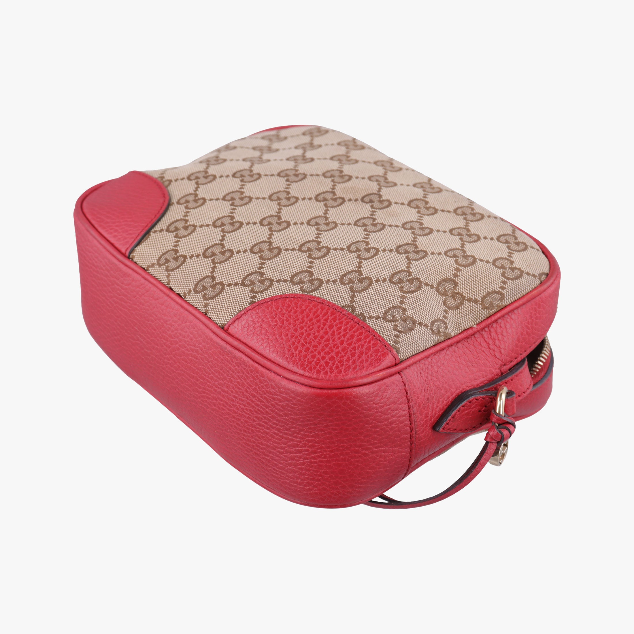 Pre-owned Gucci Bree Microguccissima khaki×red canvas×leather 449413 shoulderbag | stylenewstar