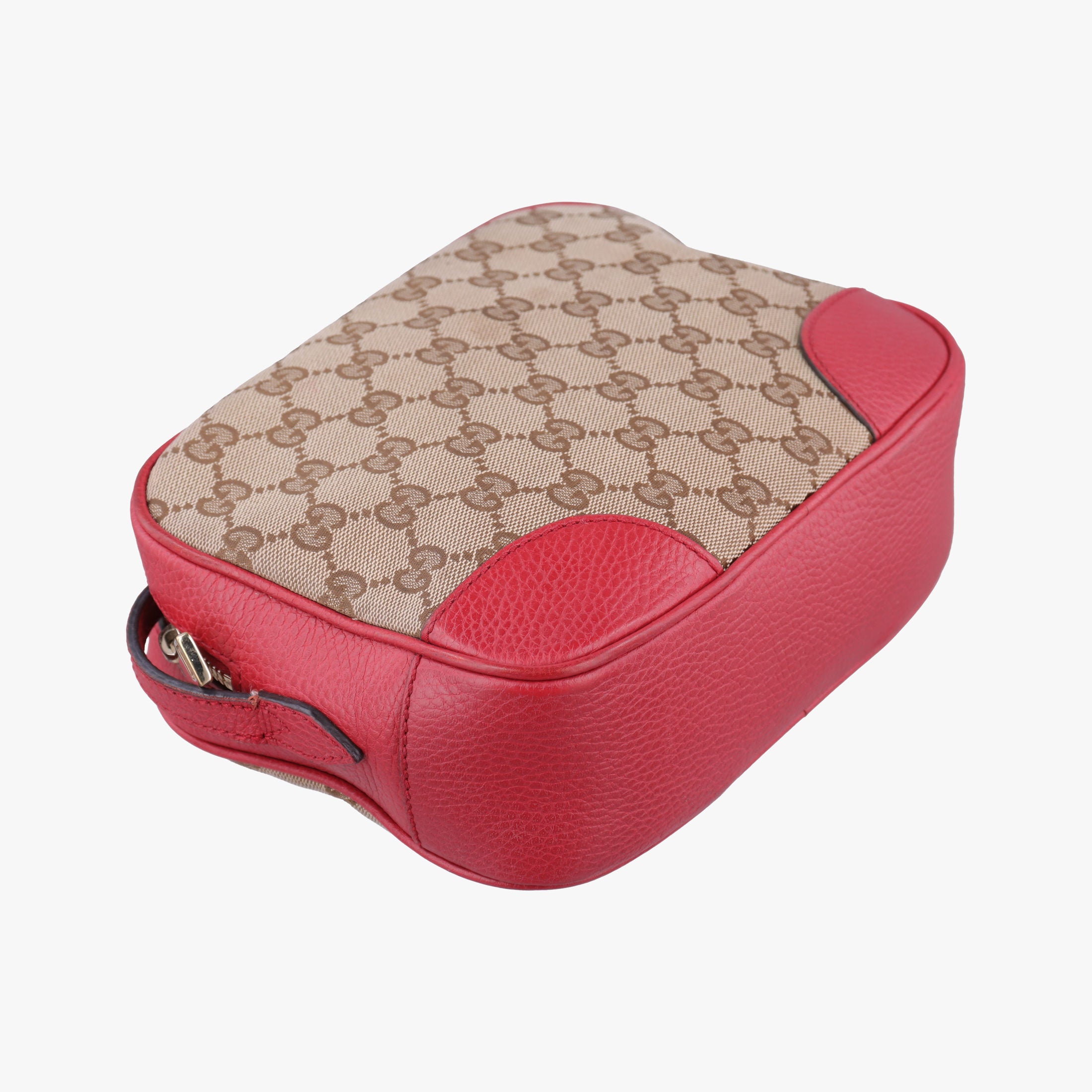 Pre-owned Gucci Bree Microguccissima khaki×red canvas×leather 449413 shoulderbag | stylenewstar