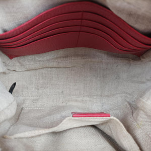 Pre-owned Gucci Bree Microguccissima khaki×red canvas×leather 449413 shoulderbag | stylenewstar