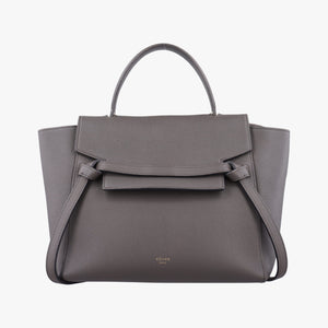 Pre-owned Celine Belt Mini Grey Leather  handbag | stylenewstar