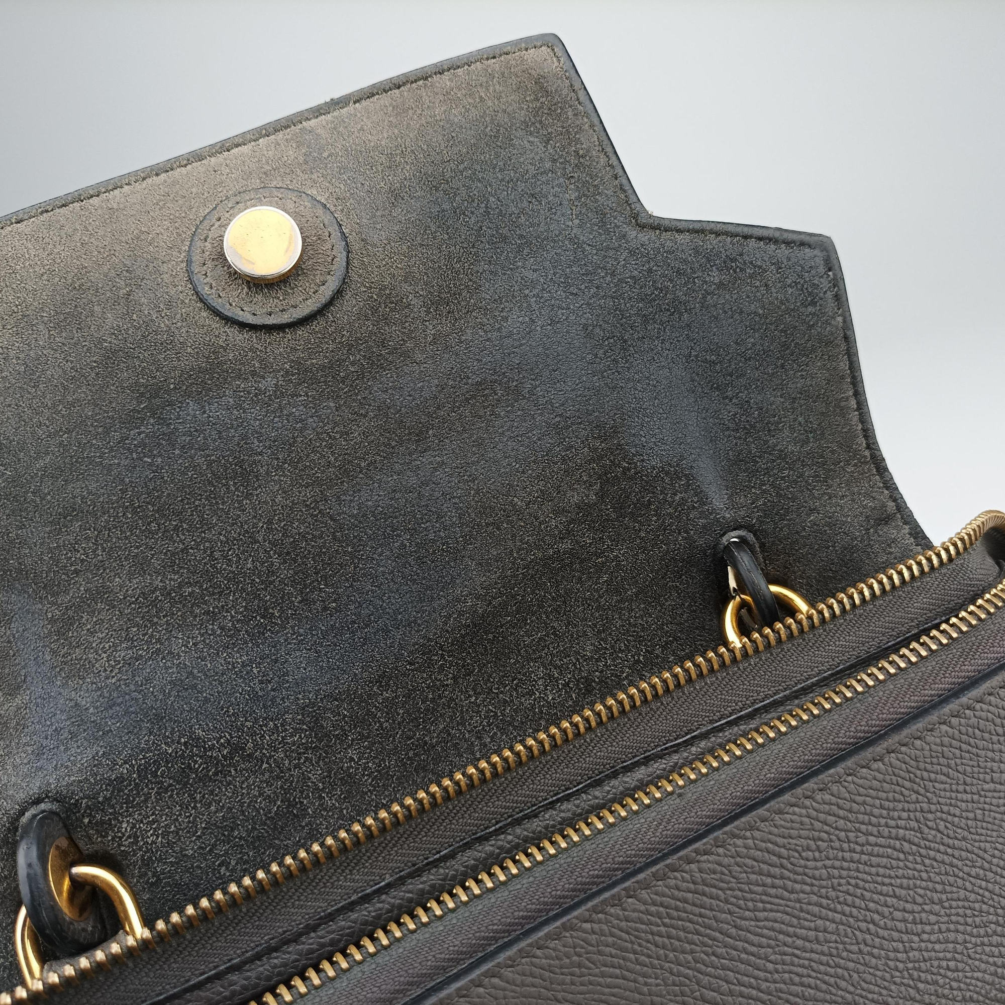 Pre-owned Celine Belt Mini Grey Leather  handbag | stylenewstar