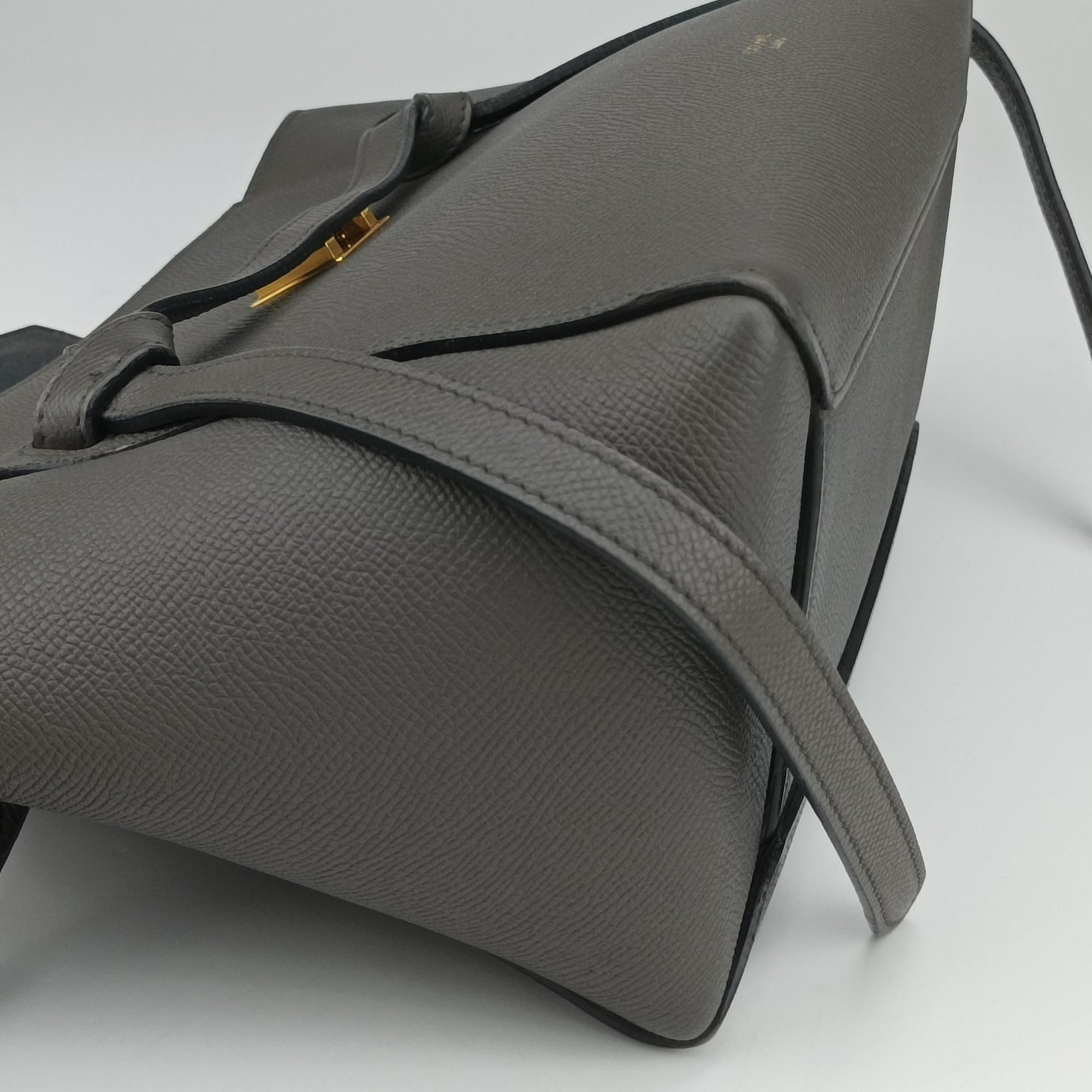 Pre-owned Celine Belt Mini Grey Leather  handbag | stylenewstar