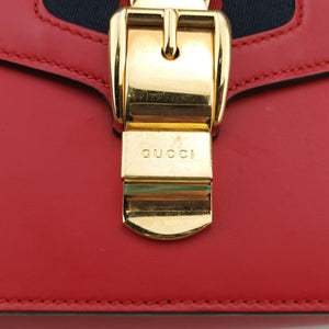 Pre-owned Gucci Sylvie Red×navy Leather 421882 shoulderbag | stylenewstar