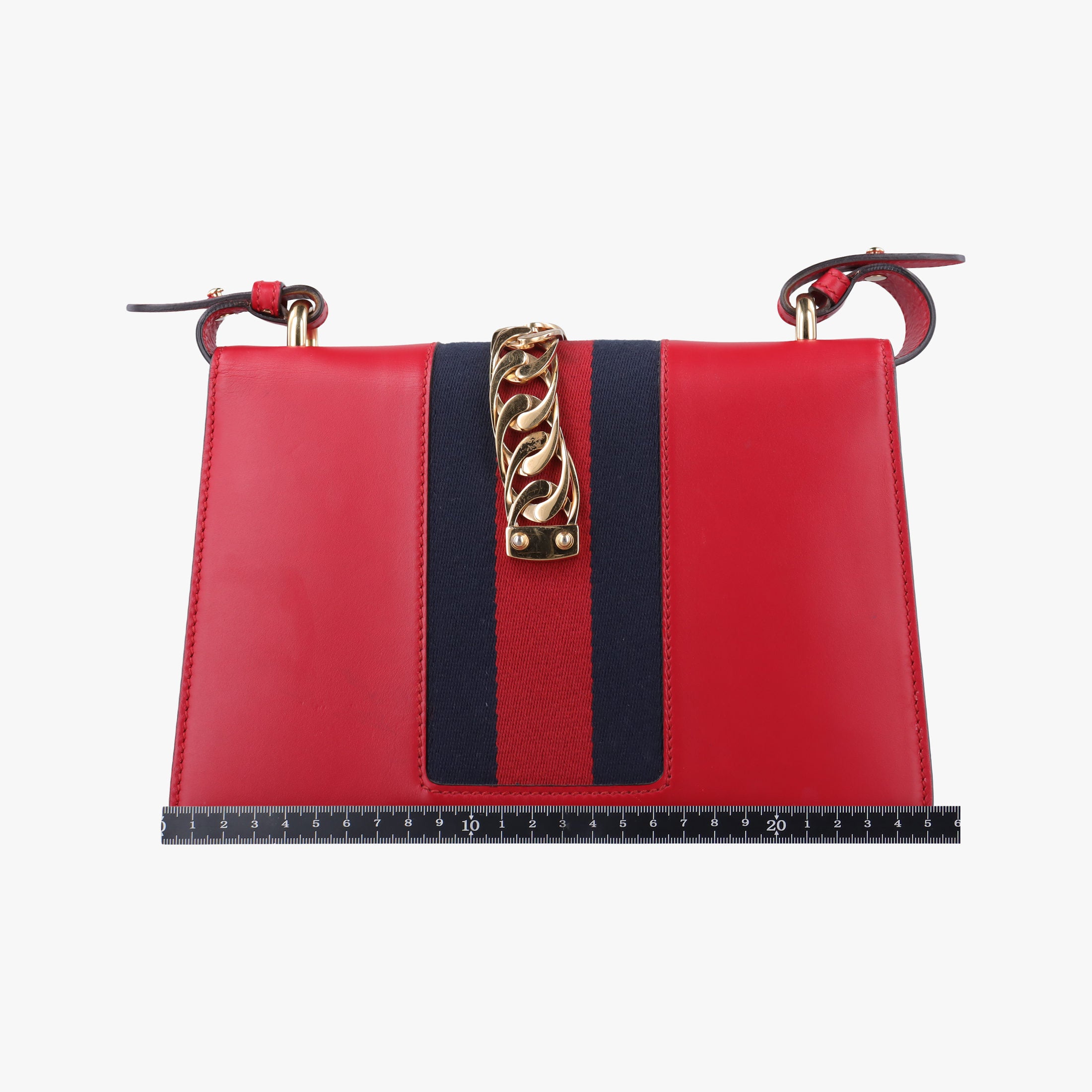 Pre-owned Gucci Sylvie Red×navy Leather 421882 shoulderbag | stylenewstar