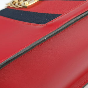 Pre-owned Gucci Sylvie Red×navy Leather 421882 shoulderbag | stylenewstar