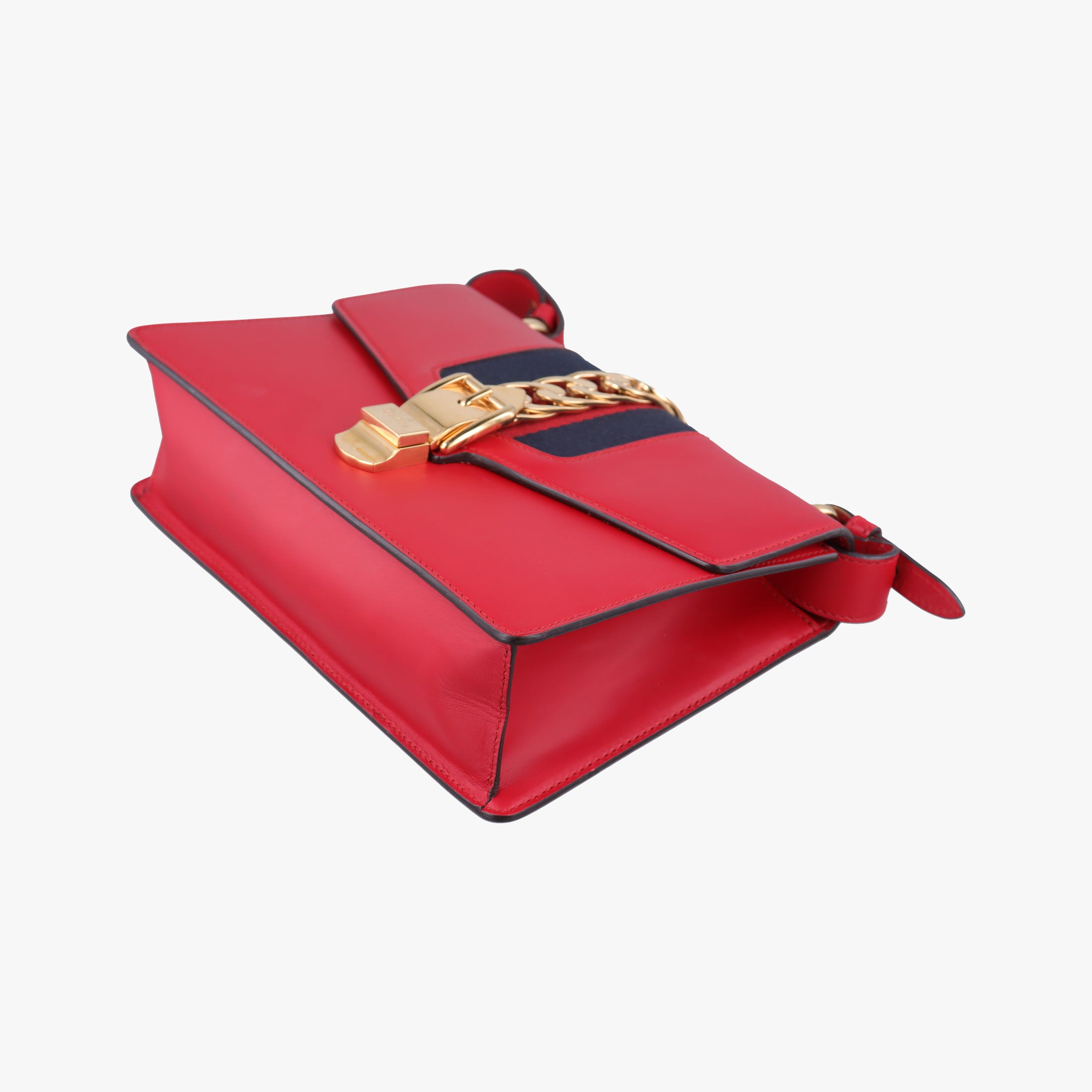 Pre-owned Gucci Sylvie Red×navy Leather 421882 shoulderbag | stylenewstar