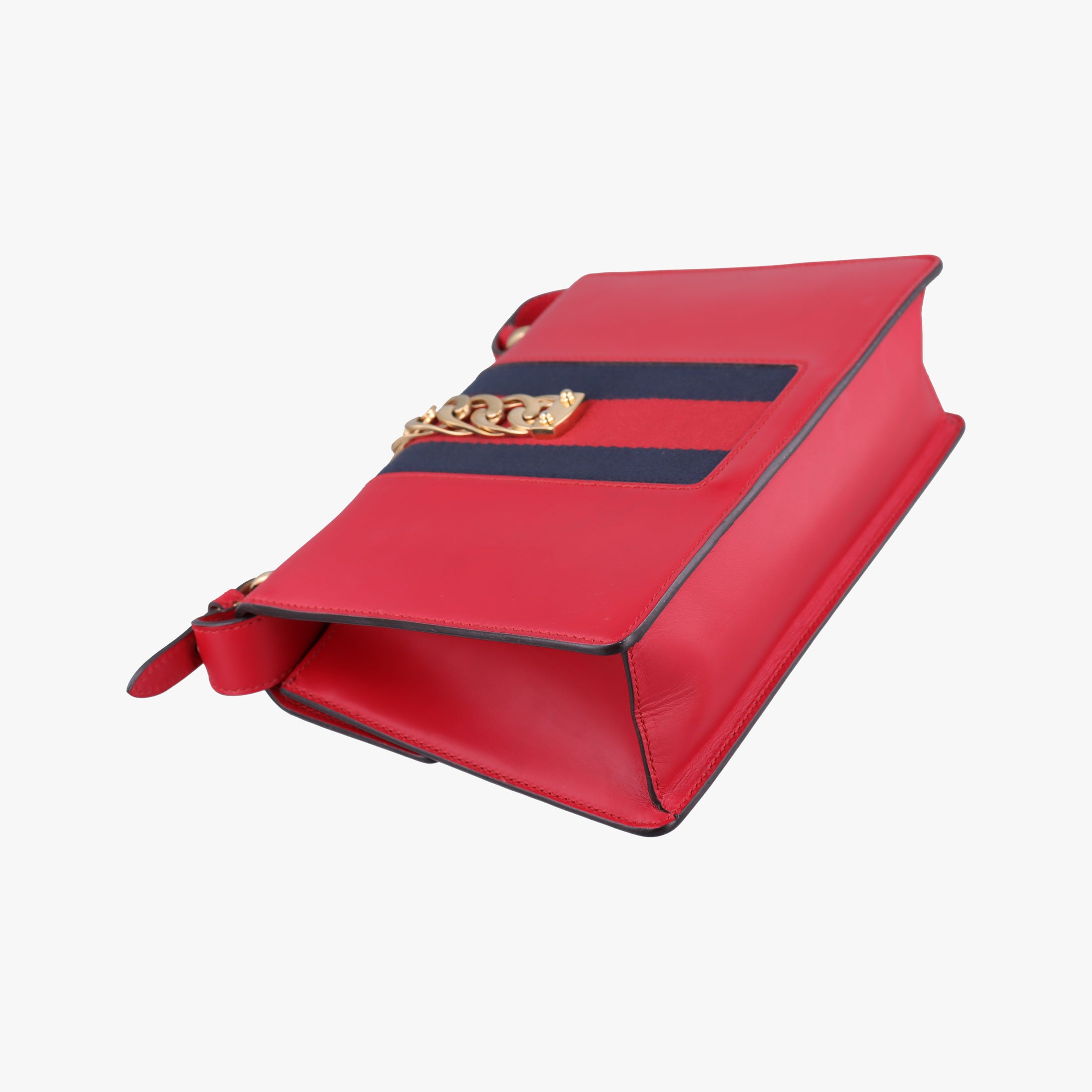 Pre-owned Gucci Sylvie Red×navy Leather 421882 shoulderbag | stylenewstar
