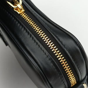Pre-owned Miu Miu Logo belt Black leather  bum bag/waist bag | stylenewstar