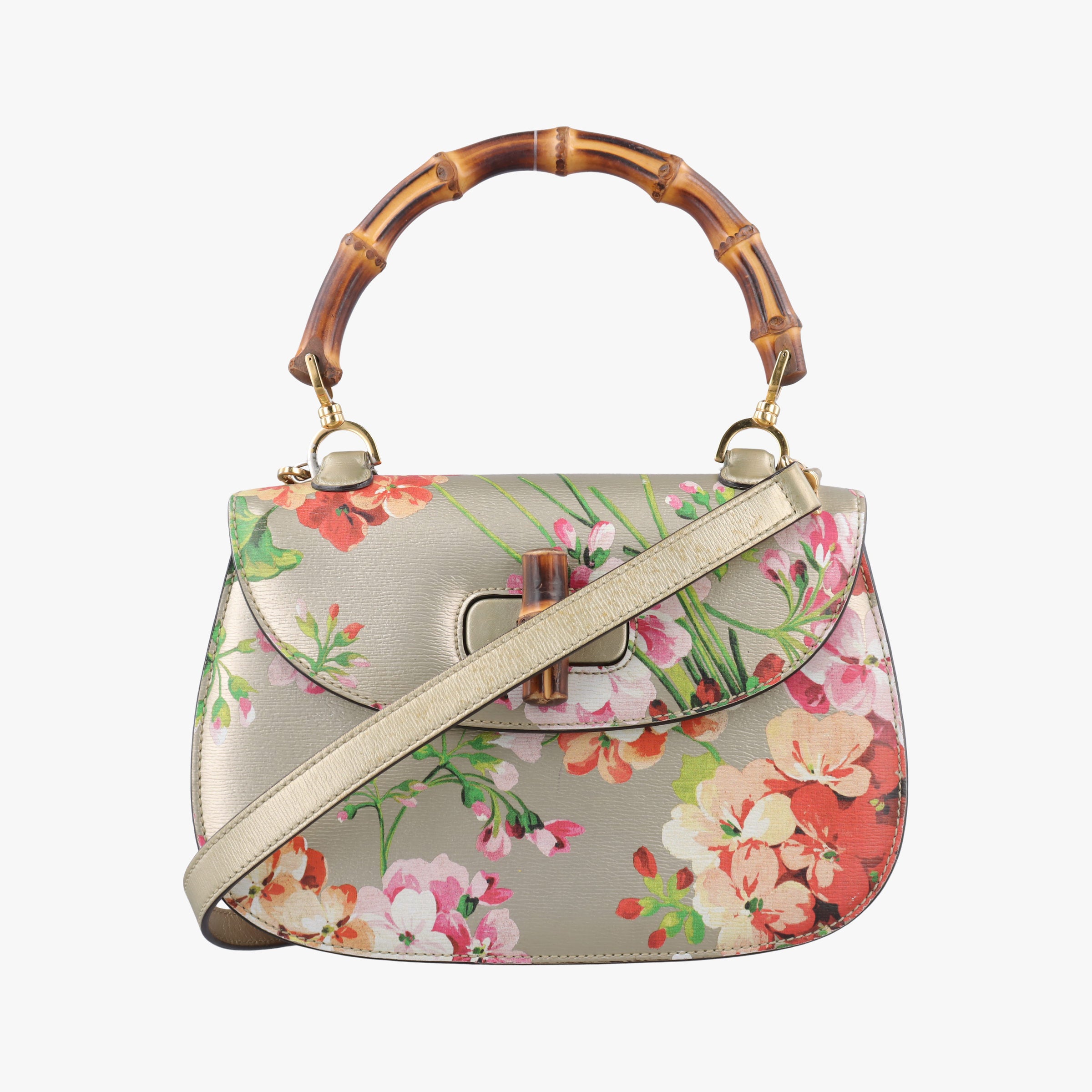 Pre-owned Gucci Bamboo Golden×Multicolour Leather 409398 shoulderbag | stylenewstar