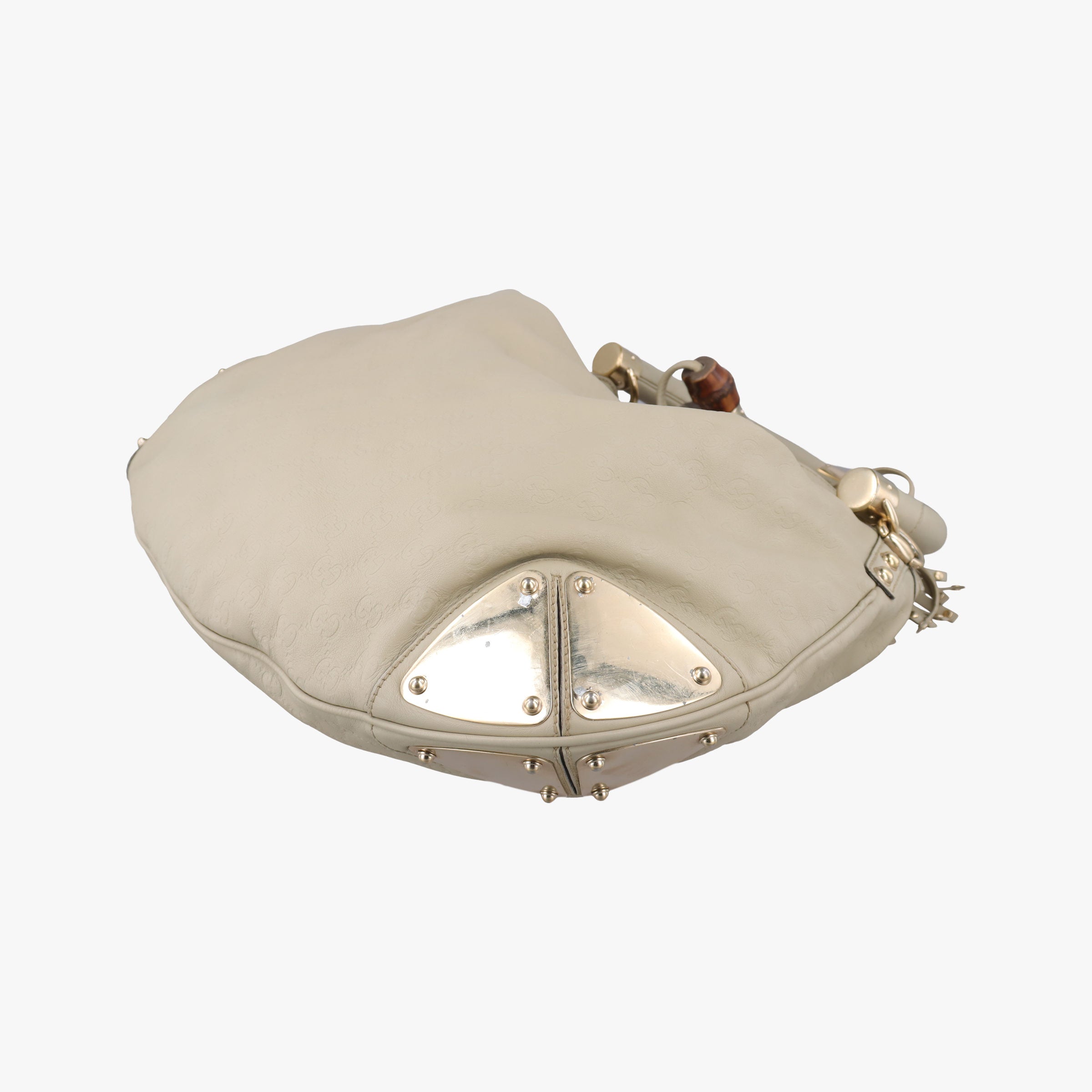 Pre-owned Gucci Bamboo Babouska Indy Hobo White Leather 177088 shoulderbag | stylenewstar
