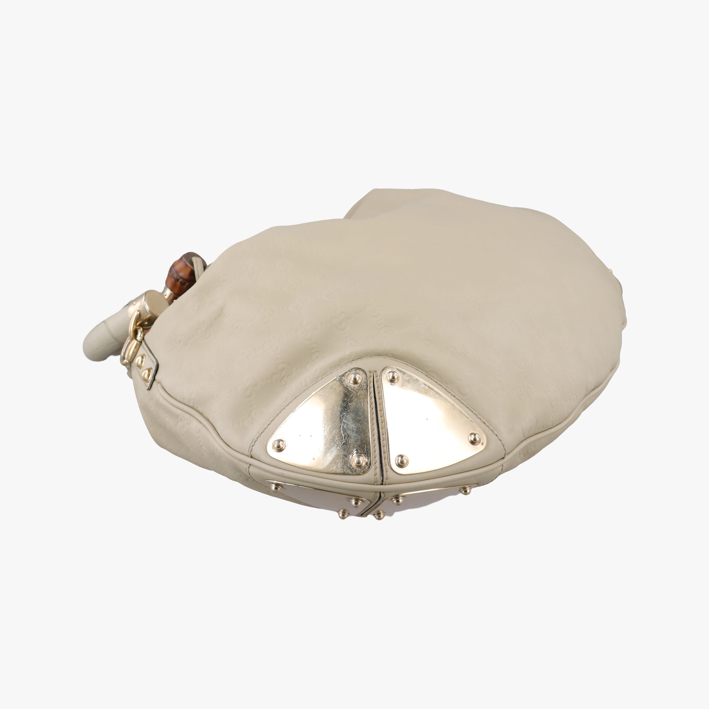 Pre-owned Gucci Bamboo Babouska Indy Hobo White Leather 177088 shoulderbag | stylenewstar