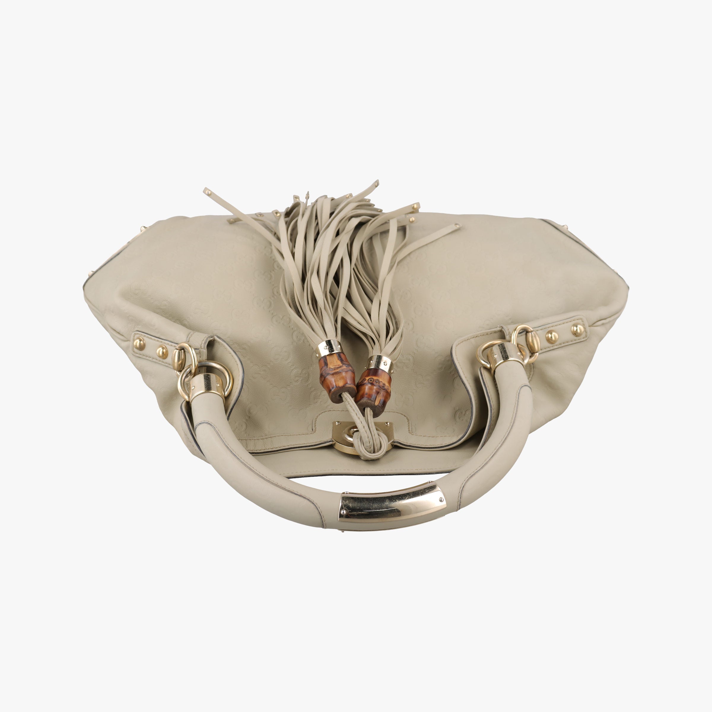 Pre-owned Gucci Bamboo Babouska Indy Hobo White Leather 177088 shoulderbag | stylenewstar