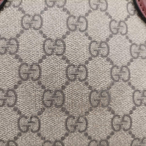 Pre-owned Gucci GG SUPREME beige×brown PVC coated canvas×Leather 409529 handbag | stylenewstar